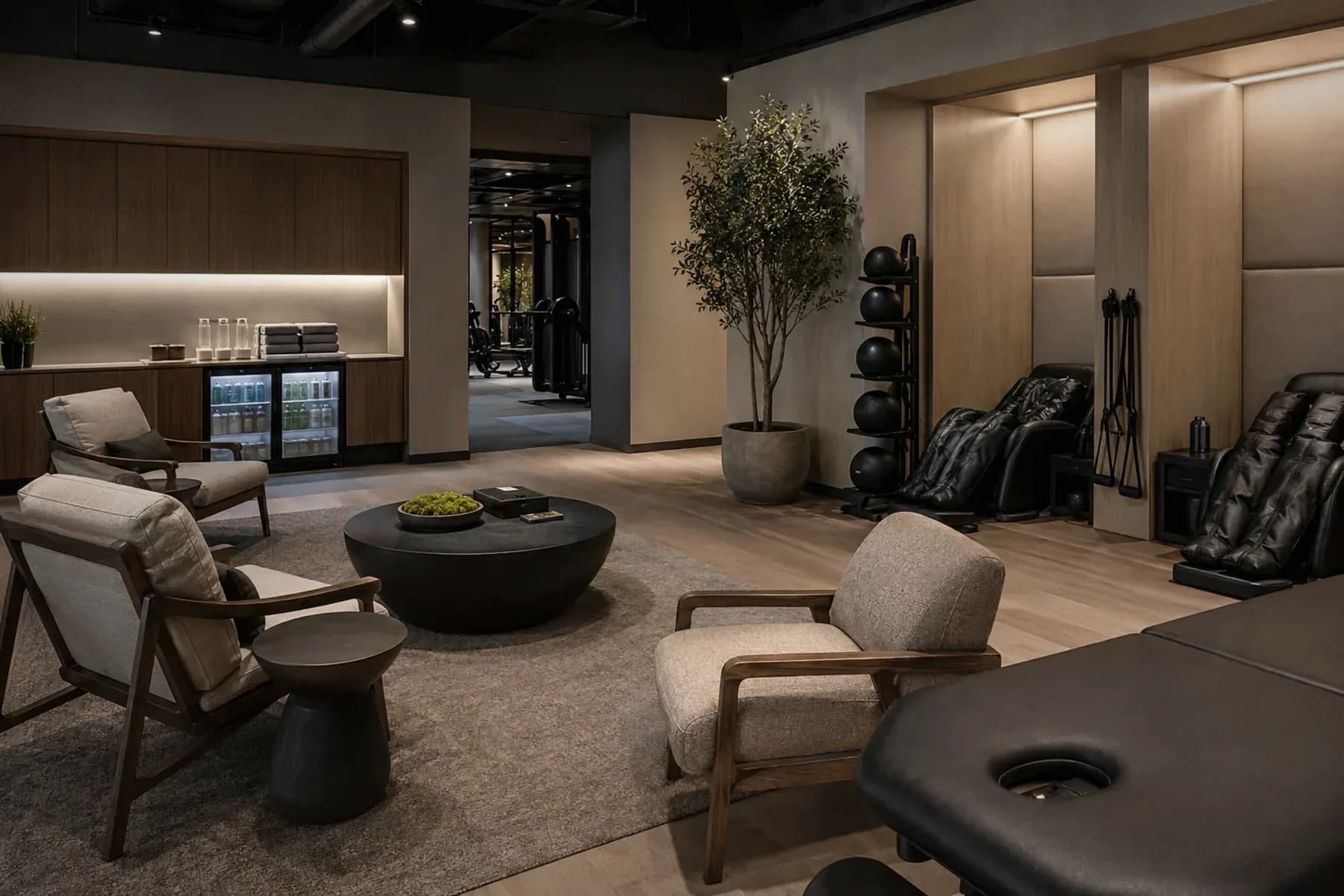 Warm, modern FORGE recovery lounge
